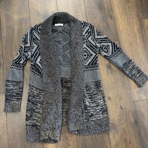 Honey Punch Womens Rivington Boho Graphic Cardigan Sweater Open Front, Size XS